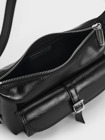 Bryna Belted Shoulder Bag - Noir | CHARLES & KEITH