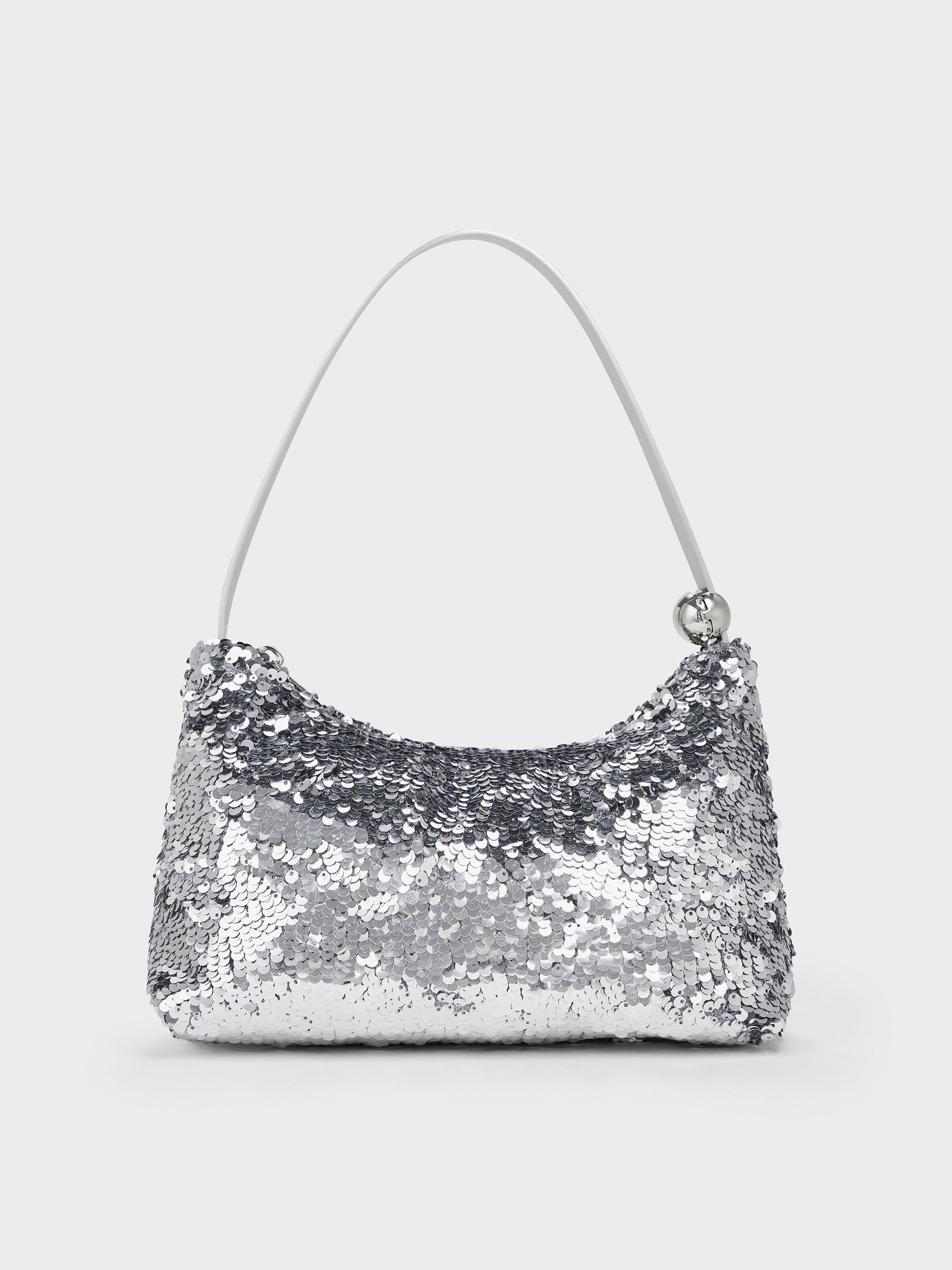 Jesmyn Sequinned Two-Way Bag - Silver | CHARLES & KEITH
