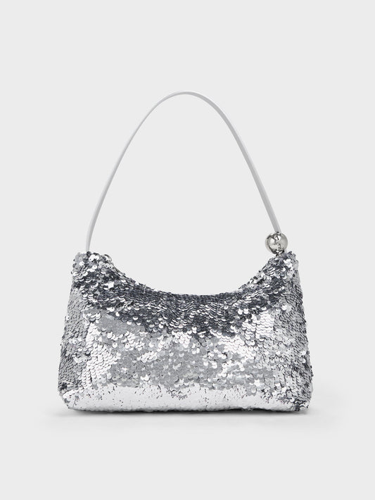 Jesmyn Sequinned Two-Way Bag - Silver | CHARLES & KEITH