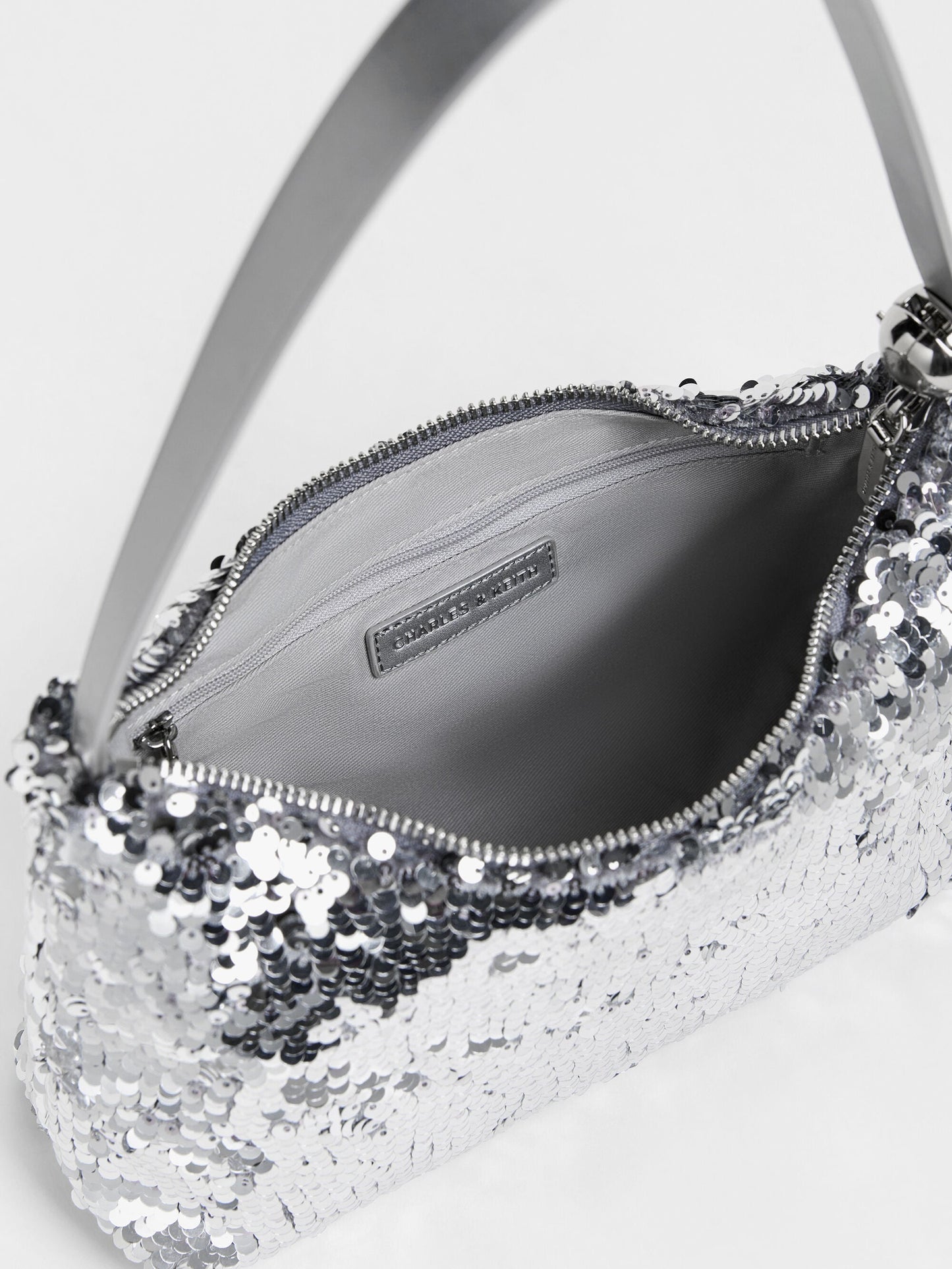 Jesmyn Sequinned Two-Way Bag - Silver | CHARLES & KEITH