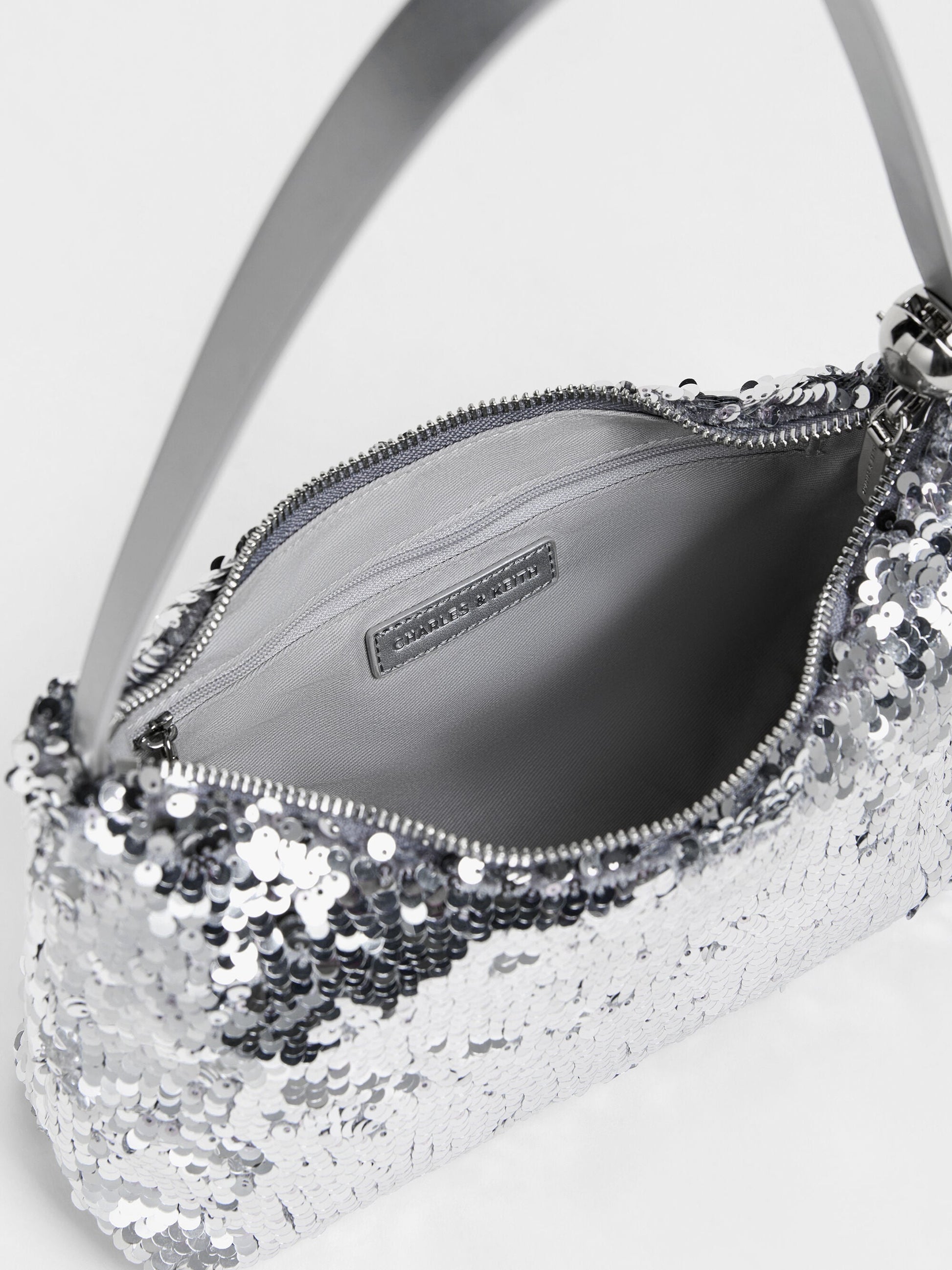 Jesmyn Sequinned Two-Way Bag - Silver | CHARLES & KEITH