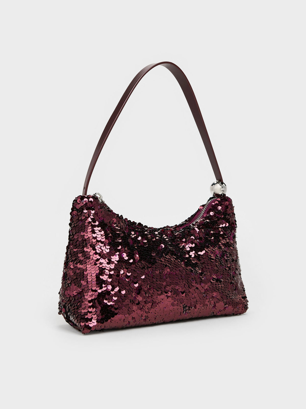 Jesmyn Sequinned Two-Way Bag - Burgundy | CHARLES & KEITH