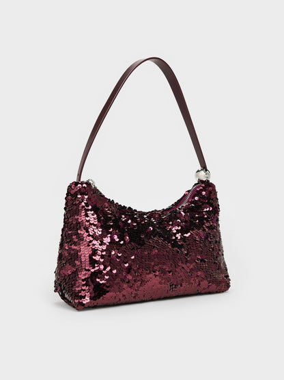 Jesmyn Sequinned Two-Way Bag - Burgundy | CHARLES & KEITH