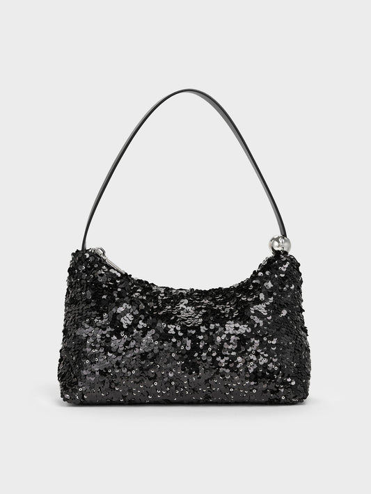 Jesmyn Sequinned Two-Way Bag - Noir | CHARLES & KEITH