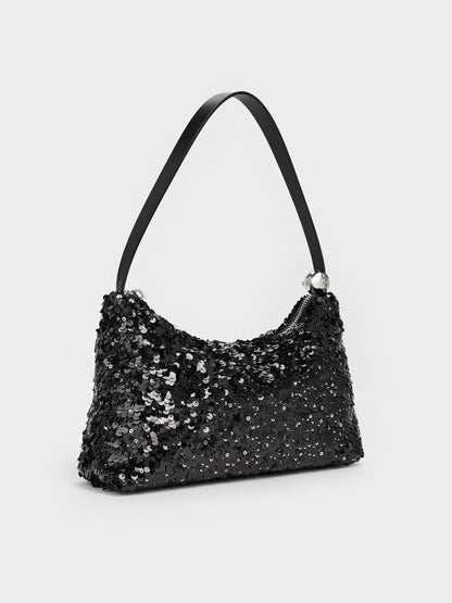 Jesmyn Sequinned Two-Way Bag - Noir | CHARLES & KEITH