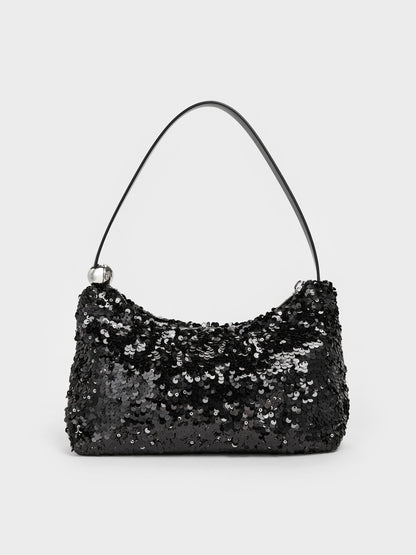 Jesmyn Sequinned Two-Way Bag - Noir | CHARLES & KEITH