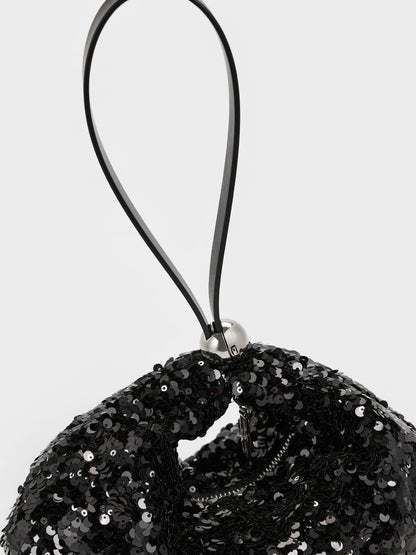Jesmyn Sequinned Two-Way Bag - Noir | CHARLES & KEITH