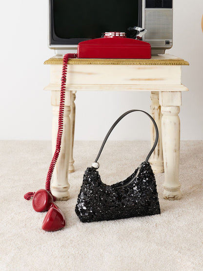 Jesmyn Sequinned Two-Way Bag - Noir | CHARLES & KEITH