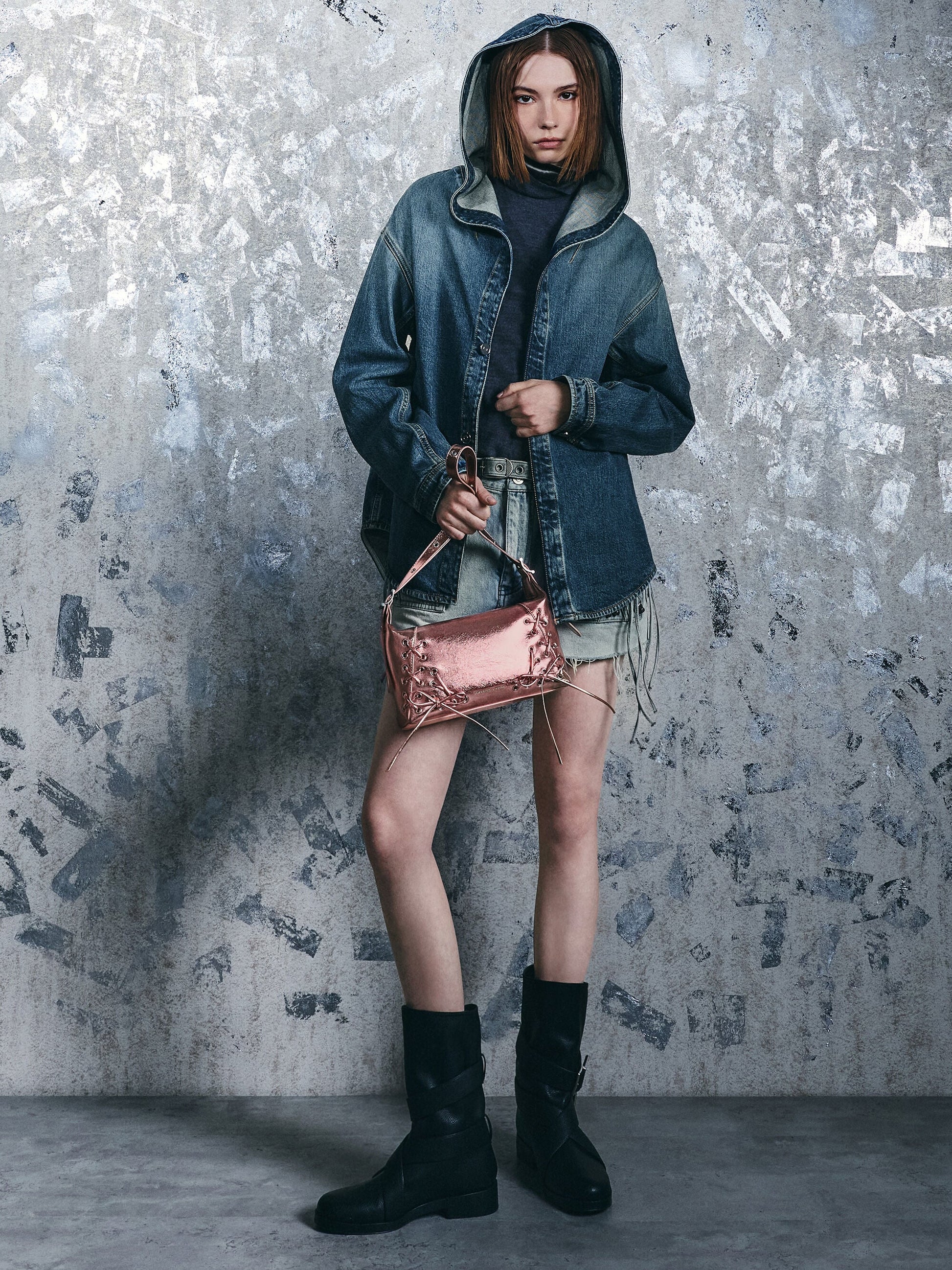 Xylia Metallic Grommet Lace-Up Shoulder Bag - Aura Pink | CHARLES & KEITH