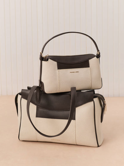 Roan Canvas Tote Bag - Espresso Brown | CHARLES & KEITH