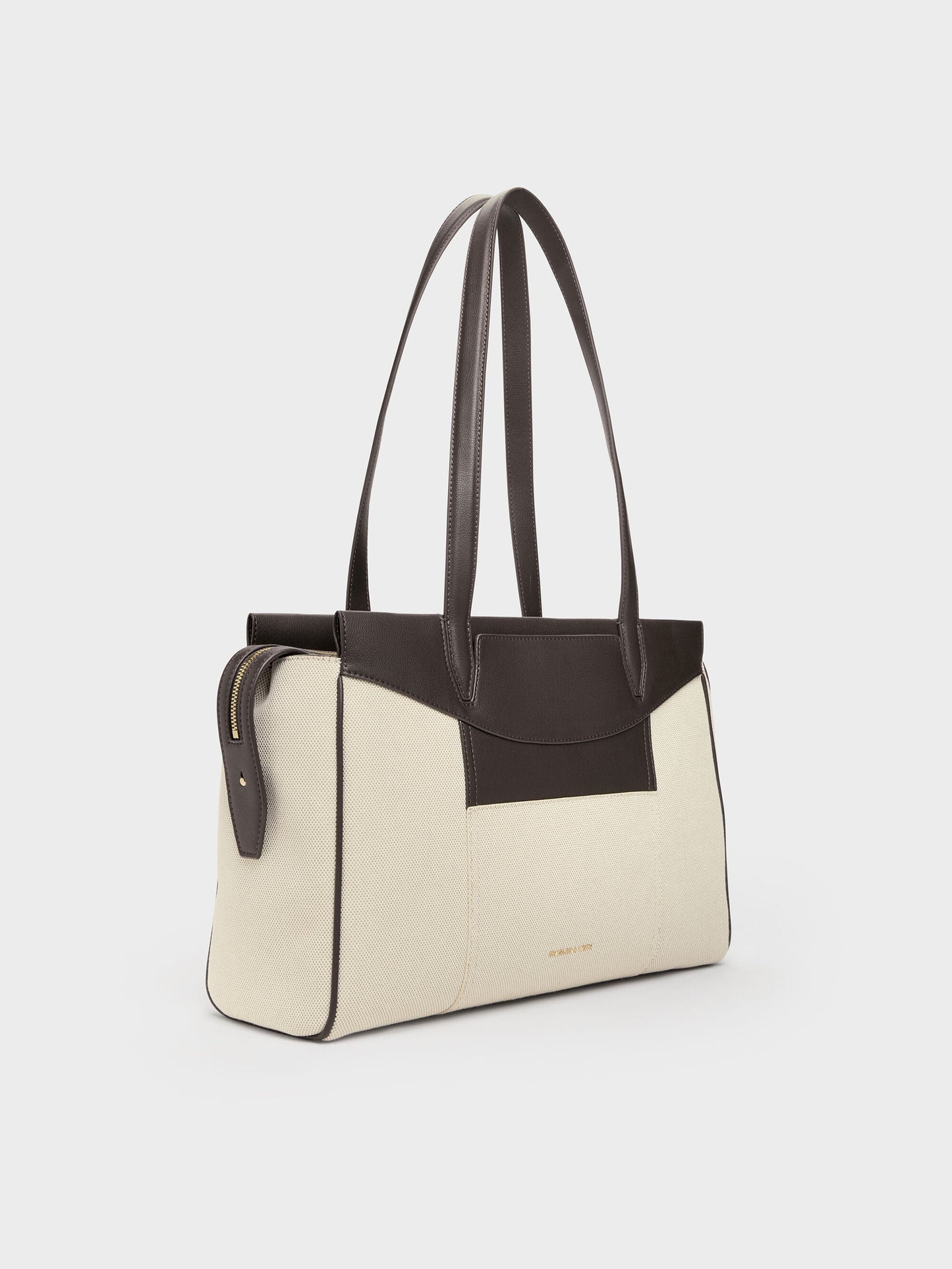 Roan Canvas Tote Bag - Espresso Brown | CHARLES & KEITH