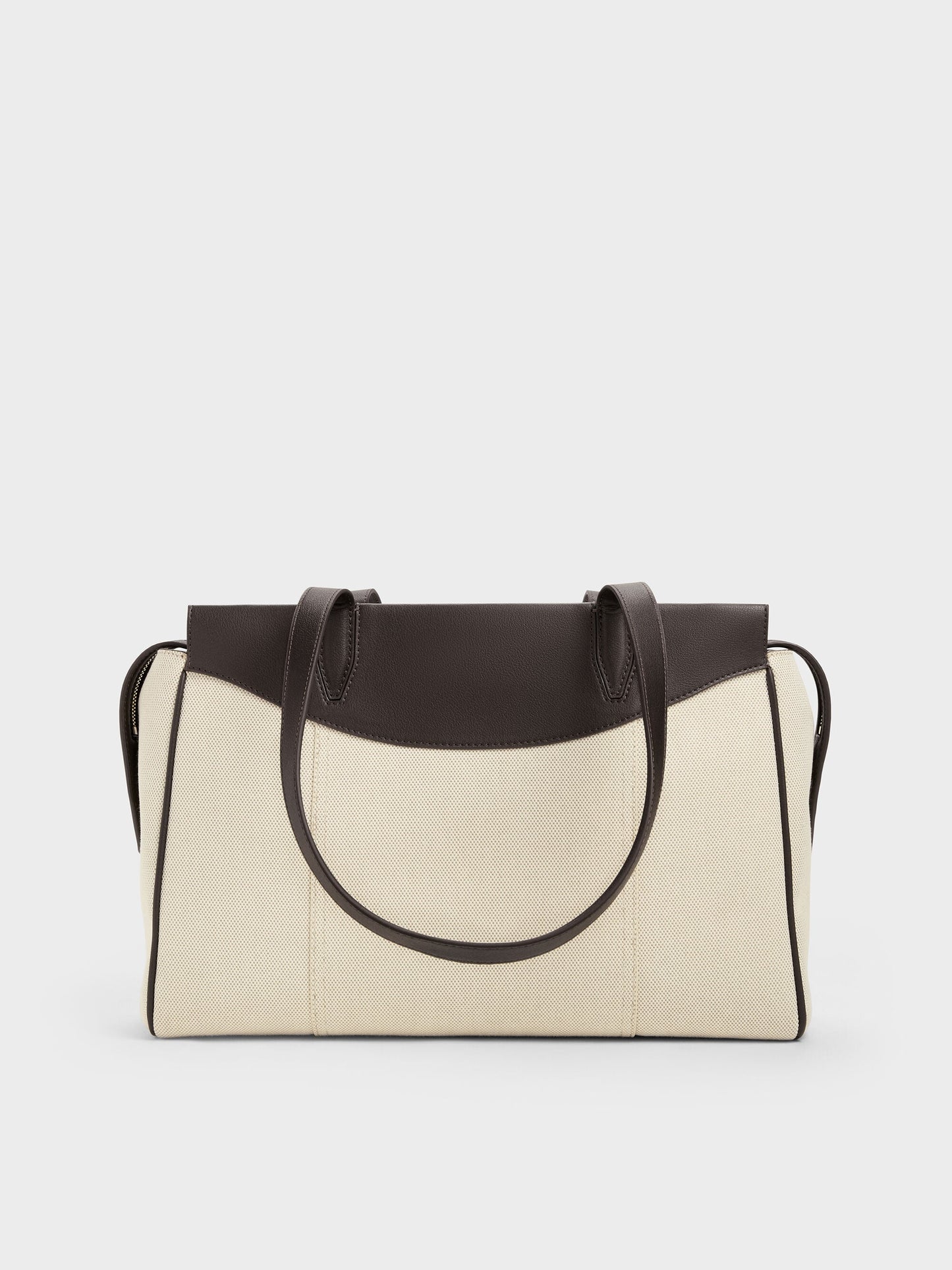 Roan Canvas Tote Bag - Espresso Brown | CHARLES & KEITH