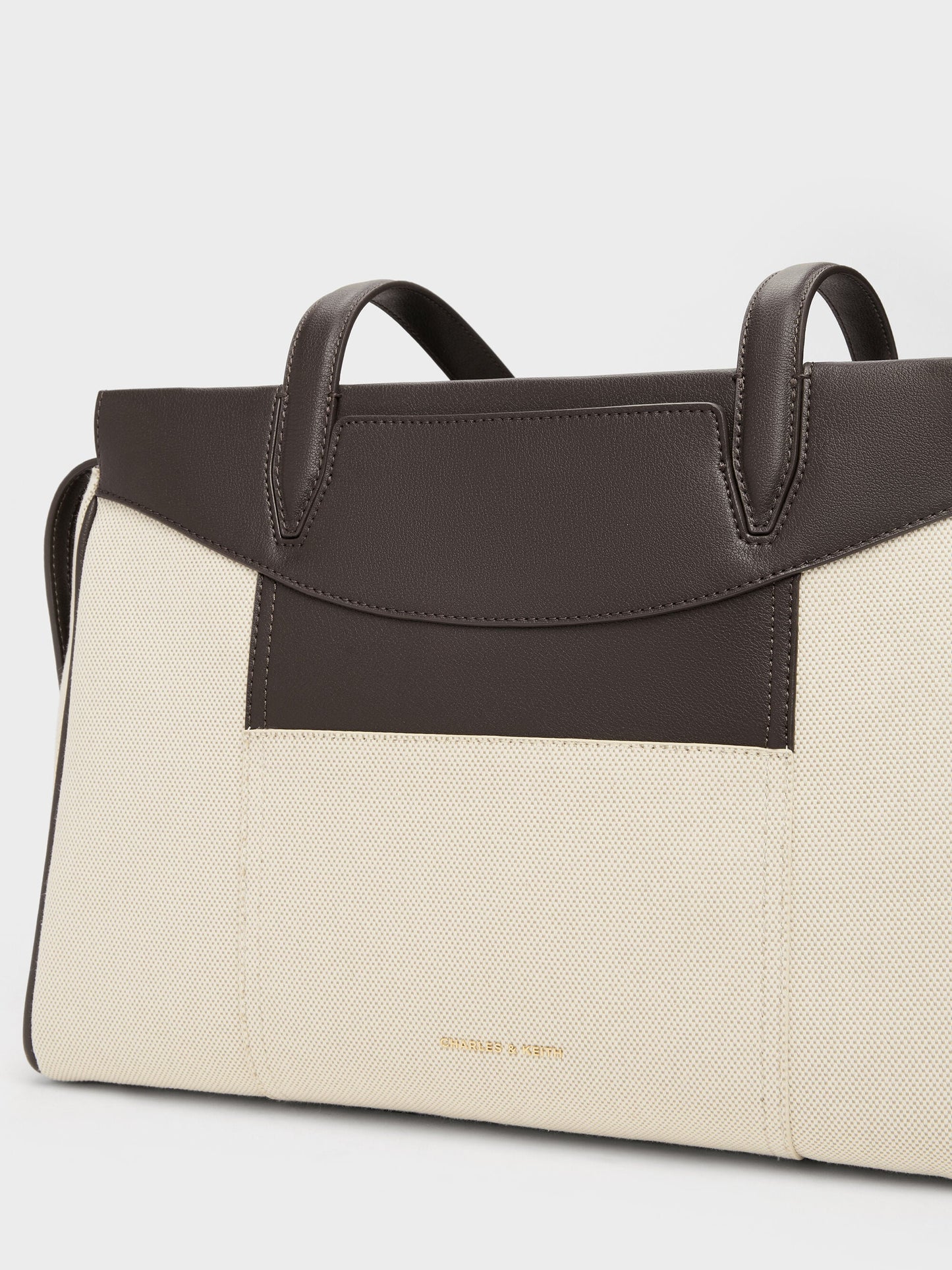 Roan Canvas Tote Bag - Espresso Brown | CHARLES & KEITH