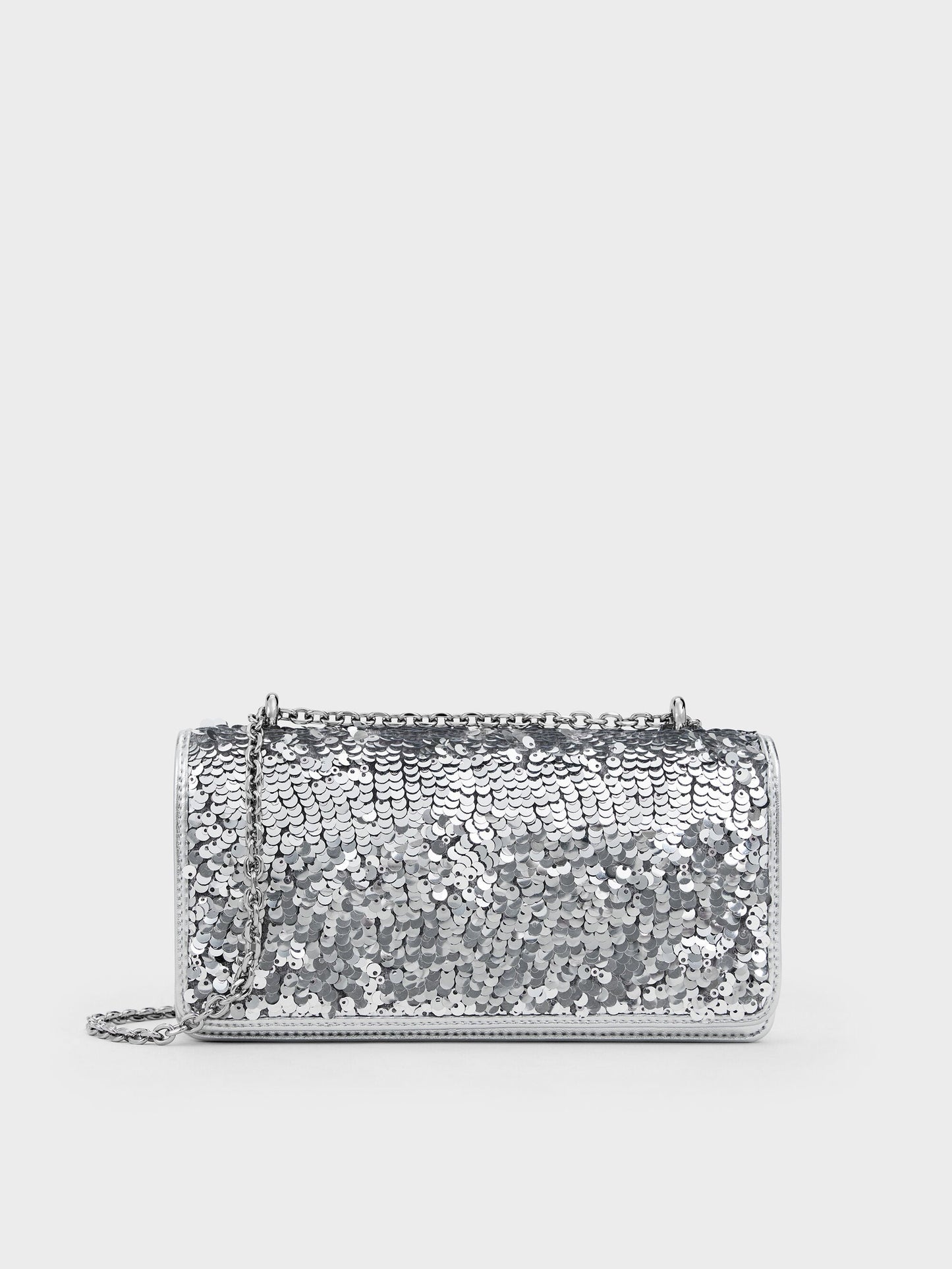Paffuto Sequinned Wallet On Chain - Silver | CHARLES & KEITH