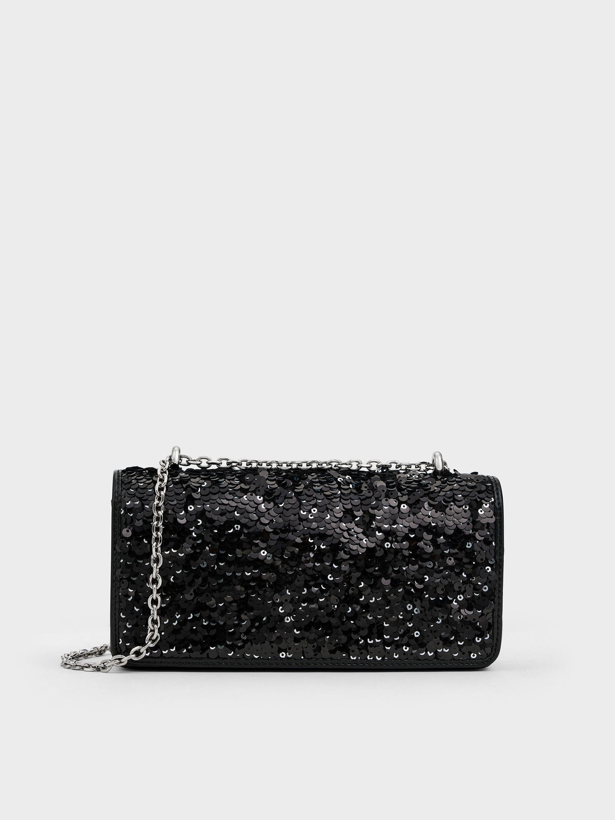 Paffuto Sequinned Wallet On Chain - Noir | CHARLES & KEITH