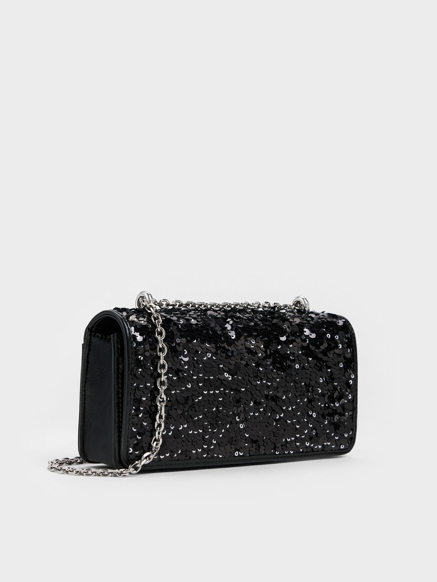 Paffuto Sequinned Wallet On Chain - Noir | CHARLES & KEITH