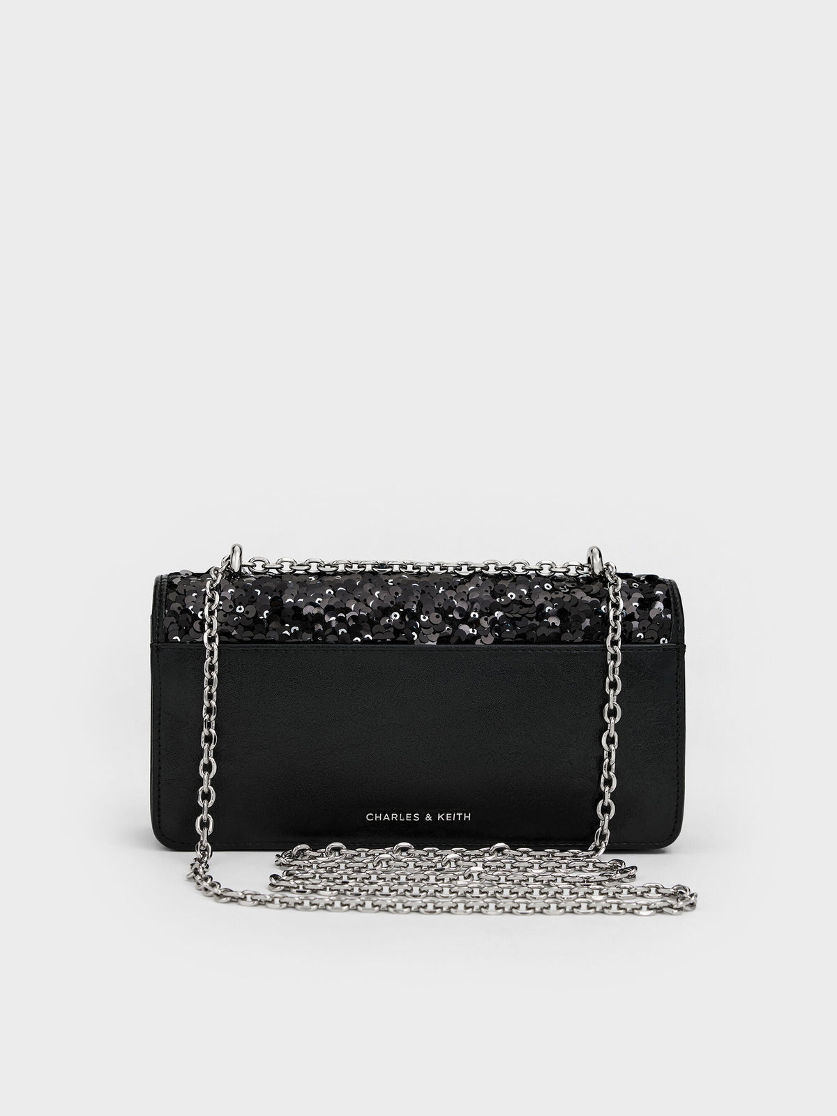 Paffuto Sequinned Wallet On Chain - Noir | CHARLES & KEITH