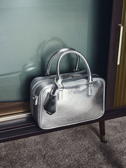 Mini Sianna Metallic Bowling Bag - Silver | CHARLES & KEITH