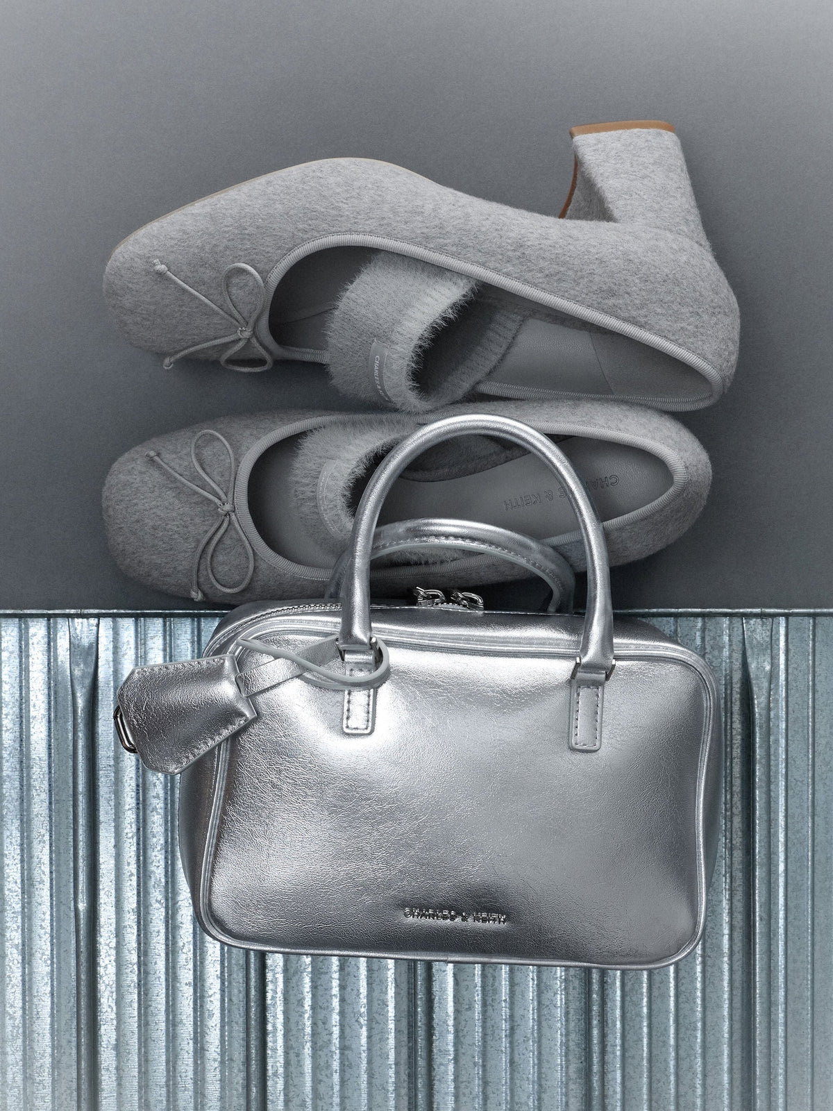 Mini Sianna Metallic Bowling Bag - Silver | CHARLES & KEITH