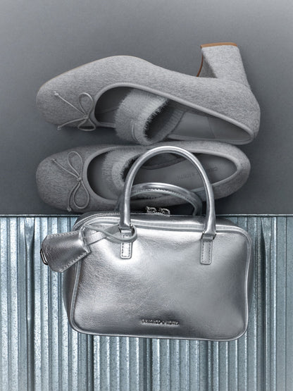 Mini Sianna Metallic Bowling Bag - Silver | CHARLES & KEITH