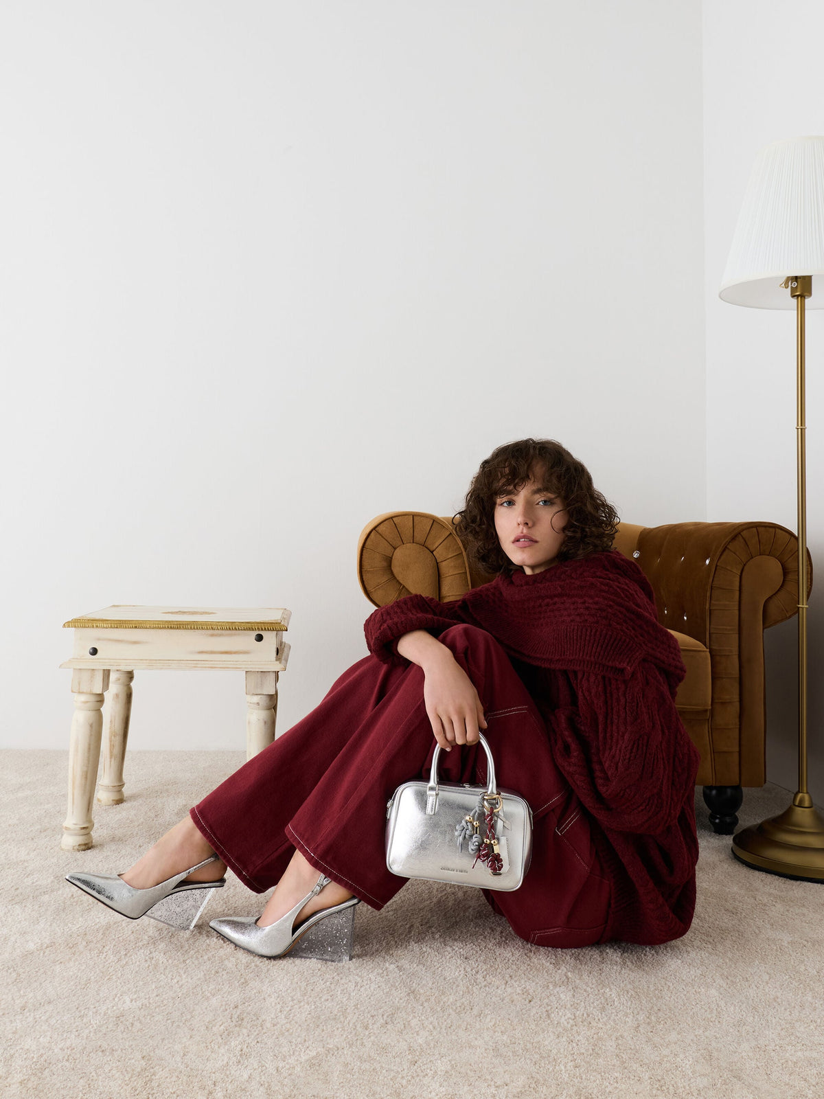 Mini Sianna Metallic Bowling Bag - Silver | CHARLES & KEITH
