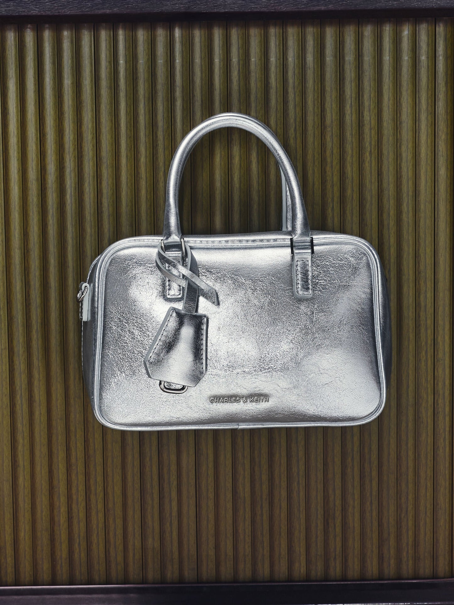 Mini Sianna Metallic Bowling Bag - Silver | CHARLES & KEITH