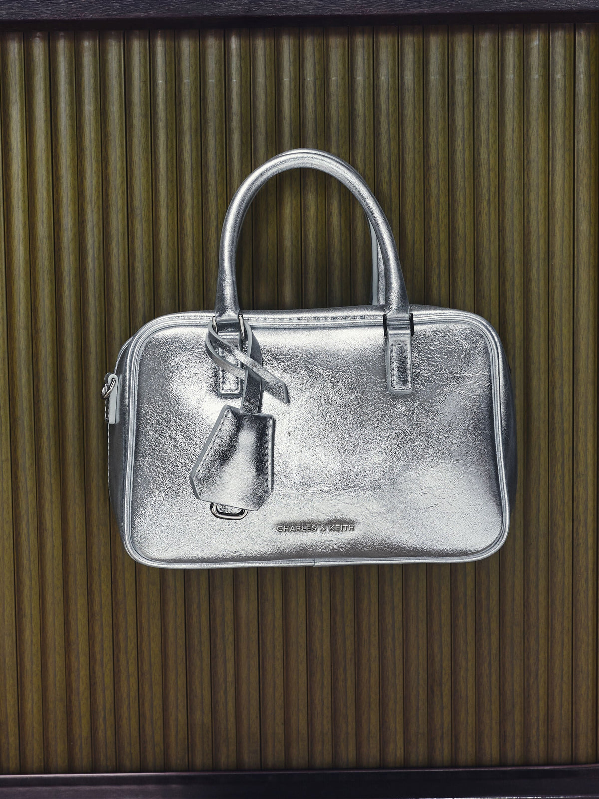 Mini Sianna Metallic Bowling Bag - Silver | CHARLES & KEITH