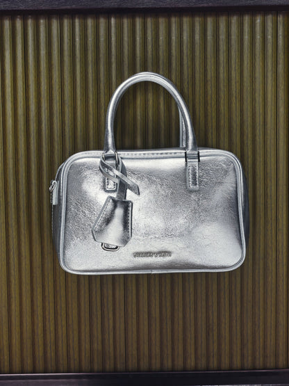 Mini Sianna Metallic Bowling Bag - Silver | CHARLES & KEITH