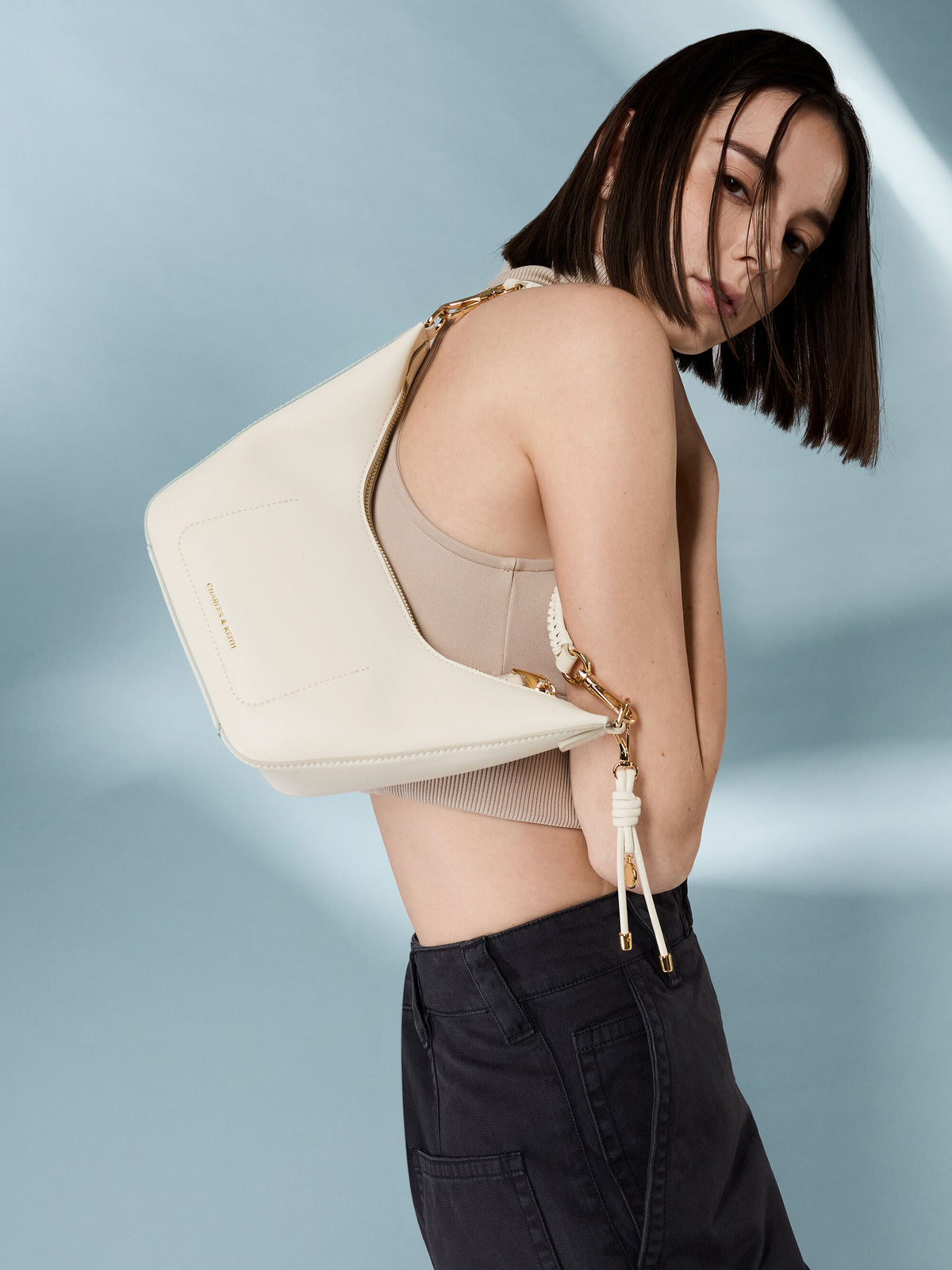 Everleigh Crossbody Bag - Cream | CHARLES & KEITH