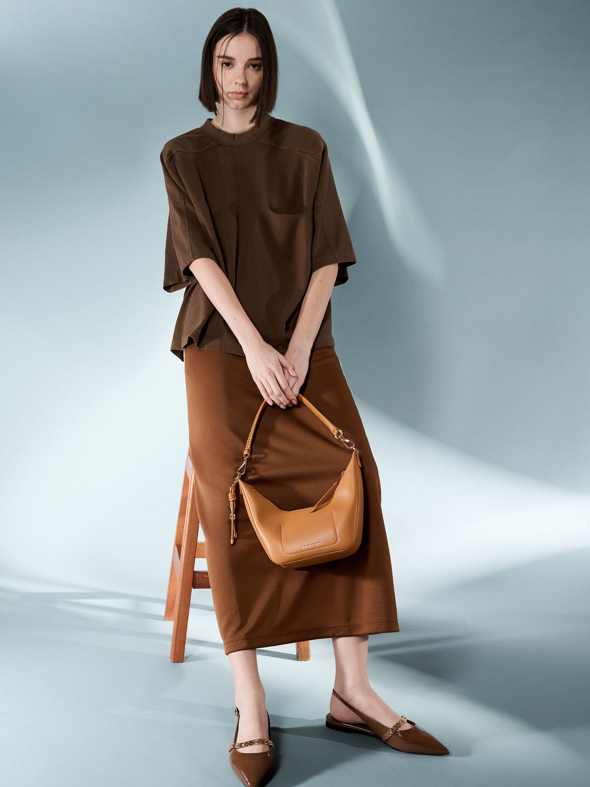 Everleigh Crossbody Bag - Russet Brown | CHARLES & KEITH