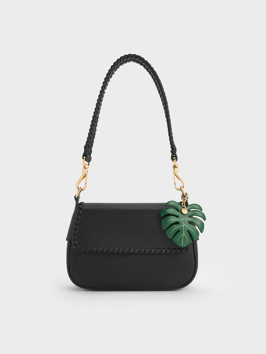 Blume Braided Shoulder Bag - Black | CHARLES & KEITH