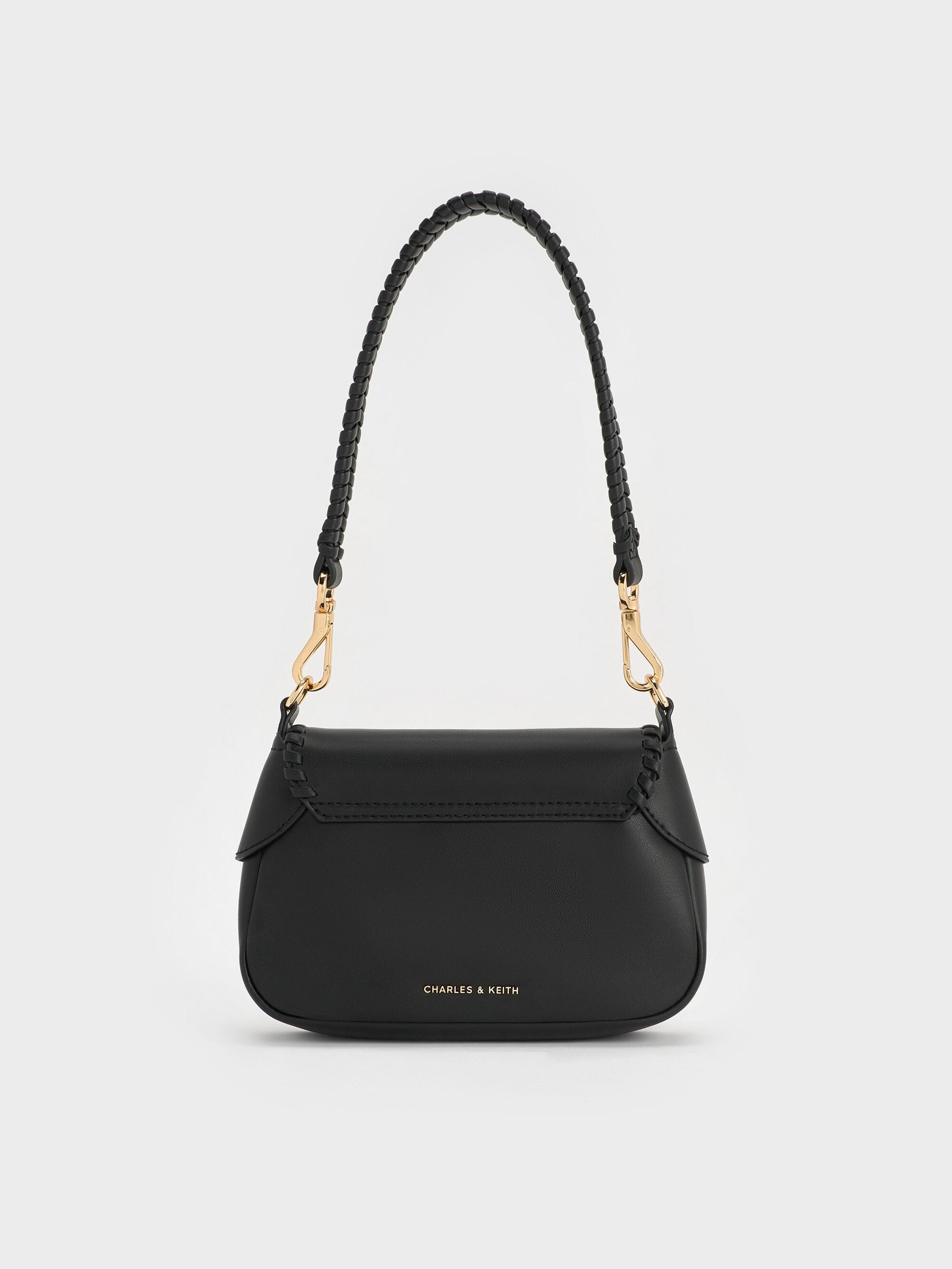 Blume Braided Shoulder Bag - Black | CHARLES & KEITH