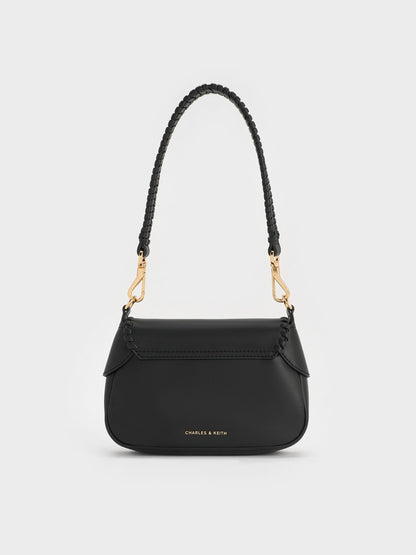 Blume Braided Shoulder Bag - Black | CHARLES & KEITH