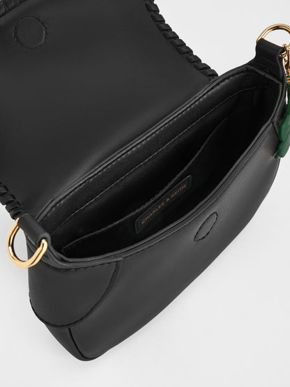Blume Braided Shoulder Bag - Black | CHARLES & KEITH