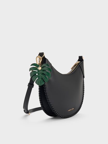 Blume Braided Curved Hobo Bag - Black | CHARLES & KEITH