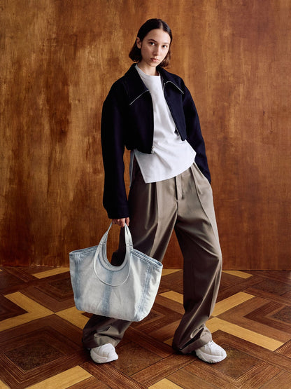 Ivette Denim Tote Bag - Light Washed Denim | CHARLES & KEITH