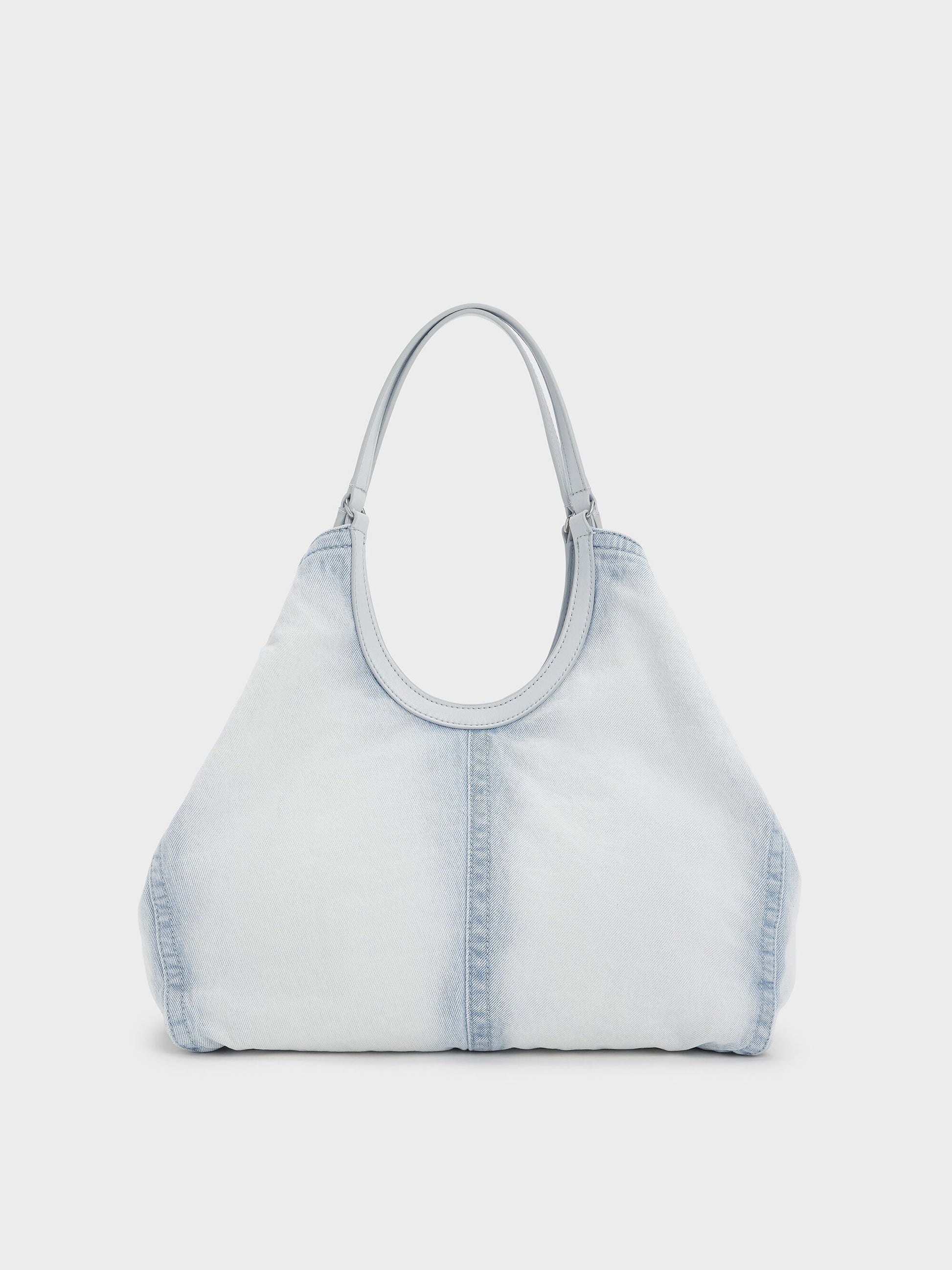 Ivette Denim Tote Bag - Light Washed Denim | CHARLES & KEITH