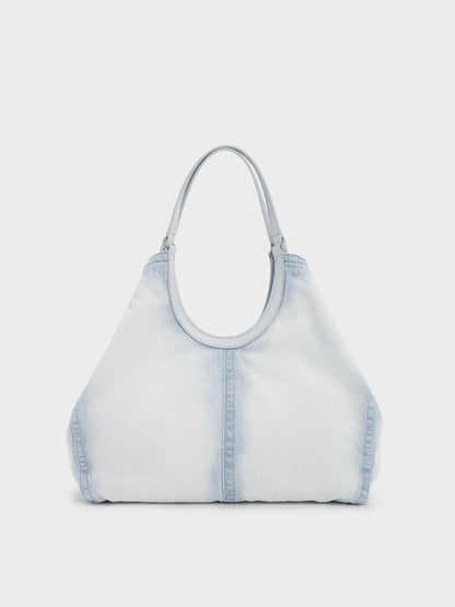 Ivette Denim Tote Bag - Light Washed Denim | CHARLES & KEITH