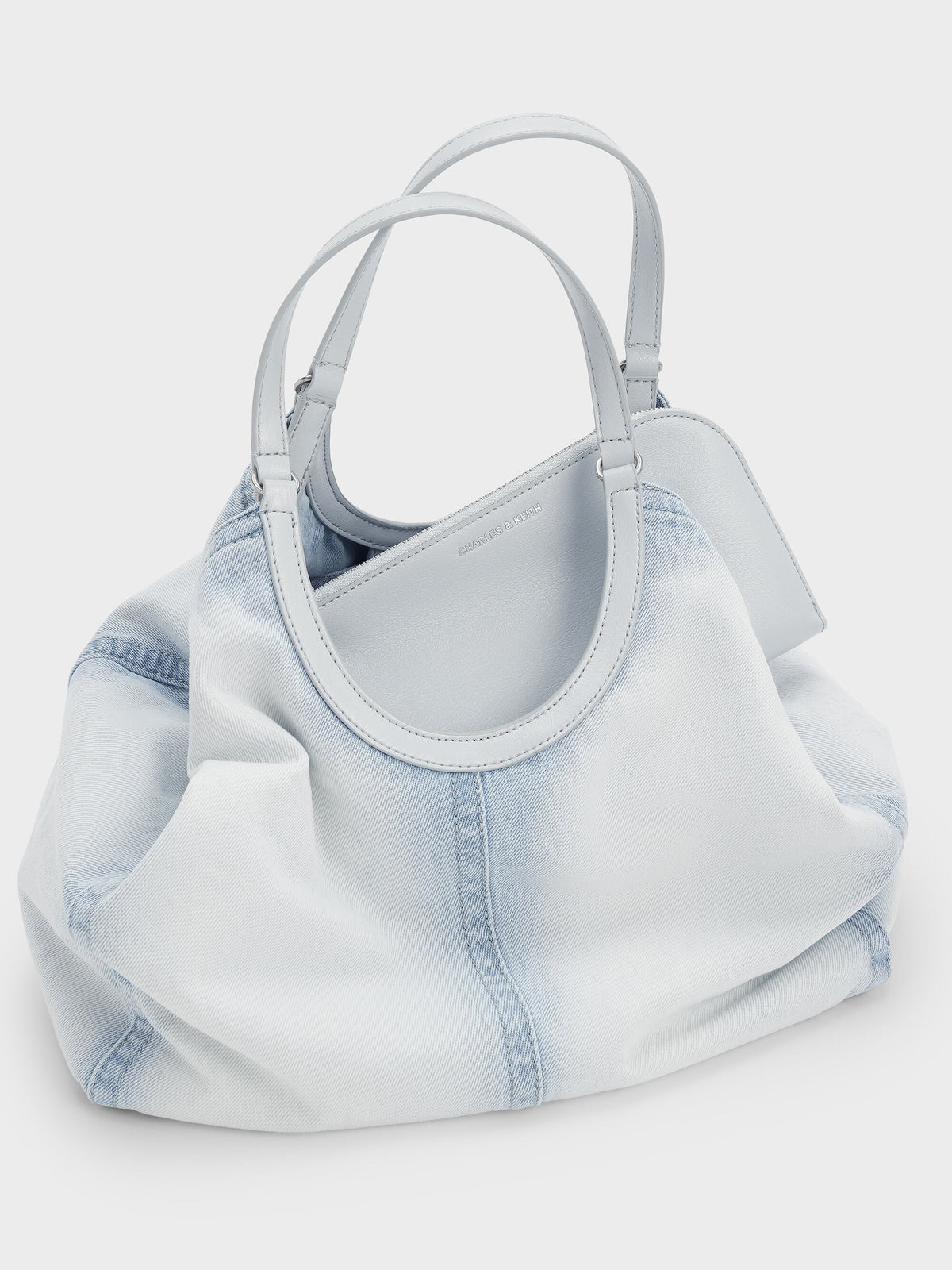 Ivette Denim Tote Bag - Light Washed Denim | CHARLES & KEITH