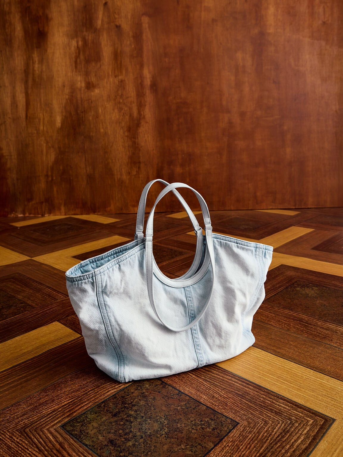 Ivette Denim Tote Bag - Light Washed Denim | CHARLES & KEITH